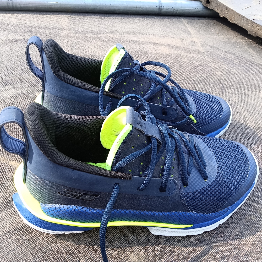 Kids Navy and Neon Green Athletic Shoes